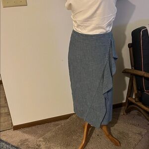 J. Crew Chambray Blue Midi Skirt